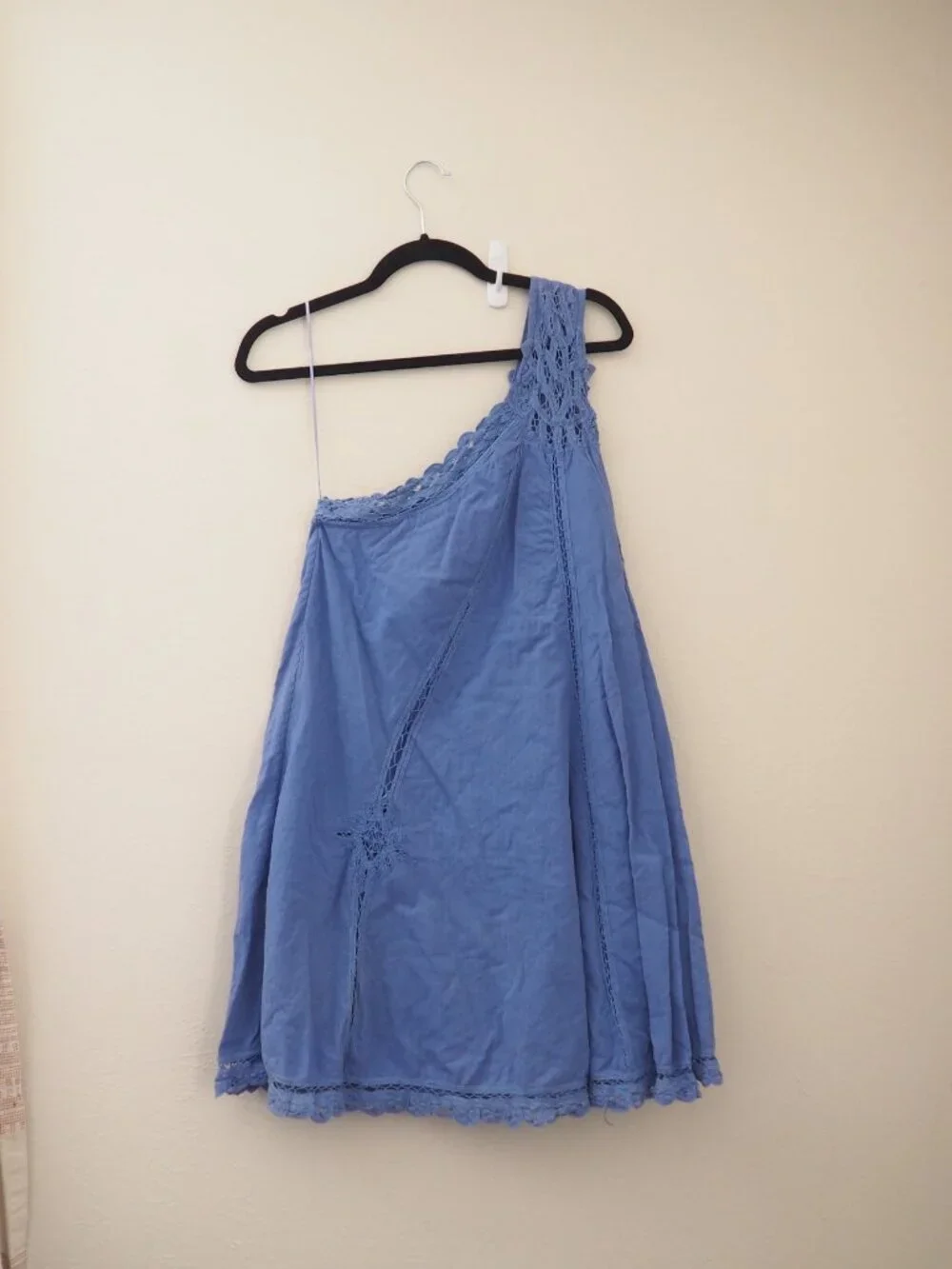 Free People Billie Battenburg One Shoulder Crochet Embroidered Dress sz M - Picture 6 of 10